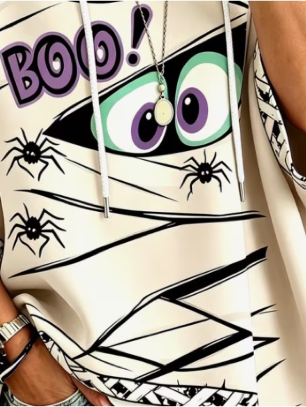 (A8) Mummy Cartoon Print Hoodie - Picture 2 of 2